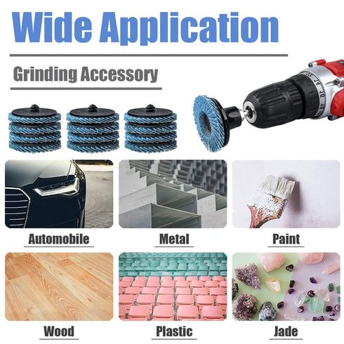 15Pcs 2 Inch 40/60/ 80Grit 1/4 Inch Mesee Roll Lock Flap Disc Kit, Quick Change Flap Grinding Wheel with Shank Disc Pad