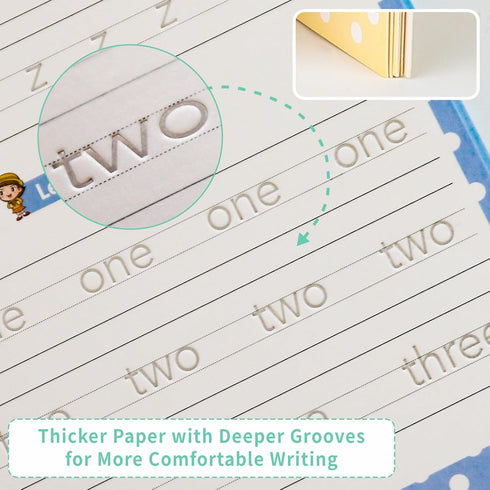 PracticeJQDEN Kindergarten(30 Premium Grooved Handwriting Practice for Kids, Reusable Children's Magic Copybook