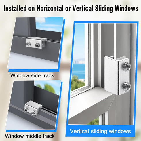 HYIEOU (2 Sets), Sliding Window Locks Secure Window Lock with Key, Window Locks for Up and Down Windows & Horizontal