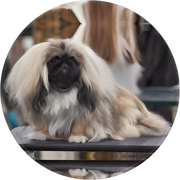 JaoXer Pekingese Dog 8-Inch Round Mouse Pad - Your Desk Companion for Office,