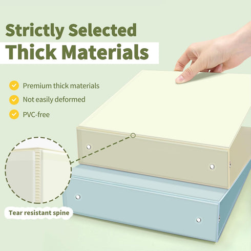 SUNEE 3 Ring Binder 2 Inch 4 Pack, Clear View PVC-Free Binder for School or Office Supplies