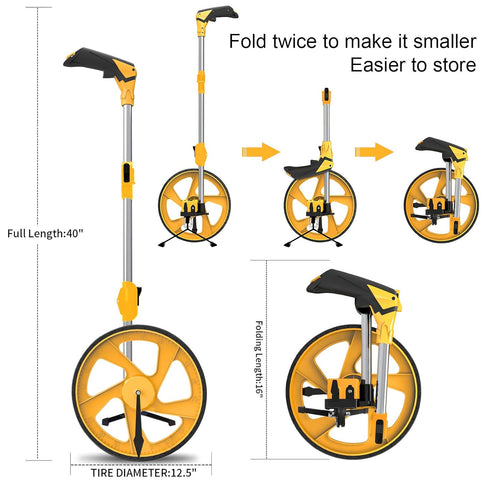 Zozen Distance Measuring Wheel, Collapsible Measure Wheel in Feet and Inches, Includes Backpack and Tape Measure