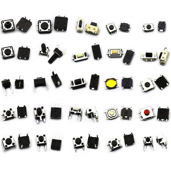 Tactile Button Switch Tact Switch Package, Micro Momentary Tact Assortment Kit (25 Value, 250PCS)