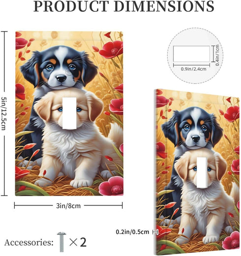 haigof 1 3 5 Inch Cute Dog Light Switch Cover Wall Plate Gang Single Plates Print Faceplate Home Decor X