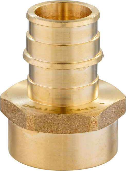 EFIELD Pex A Full Flow Expansion Brass Fittings, 1 inch x 1 inch Female NPT Adapter, Pack of 2