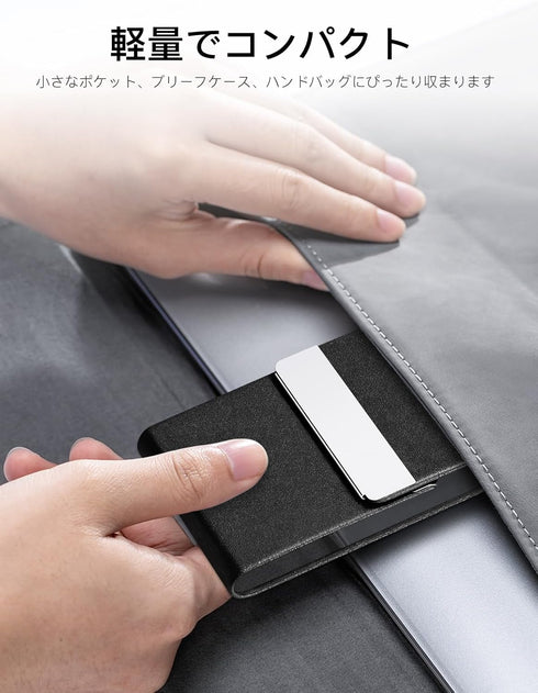 Padike PU Leather Business Card Holder Slim Metal Pocket Case with Magnetic Shut for Name Cards (Y-Black)