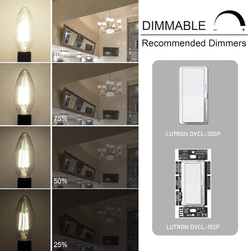 Cotanic Dimmable E12 LED Candelabra Bulb, 4000K Daylight, 60W Equivalent, 600LM, Vintage B11 LED Candle Shape, 8 Pack