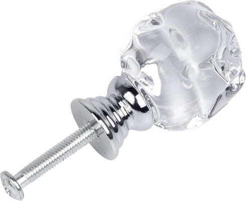 Milkary 10 Pcs Crystal Glass Door Knobs, Skull Clear Glass Wardrobe Pull Knobs with Screws, Drawer Knobs Handle