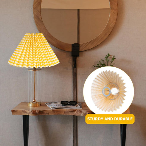 E27 (9.4X9.4X6.3in SOLUSTRE Pleated Cloth Lampshade Base Light Shade Drum Chandelier Shades Floor Lamps Yellow