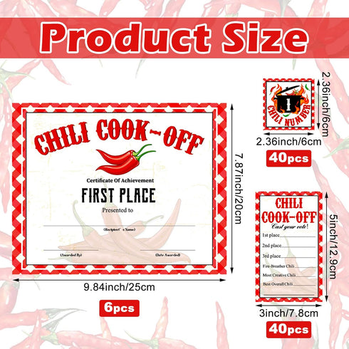 96 Commendation, Tenceur Pcs Chili Cook Off Supplies Include Certificate of Voting Cards and Self Adhesive Number