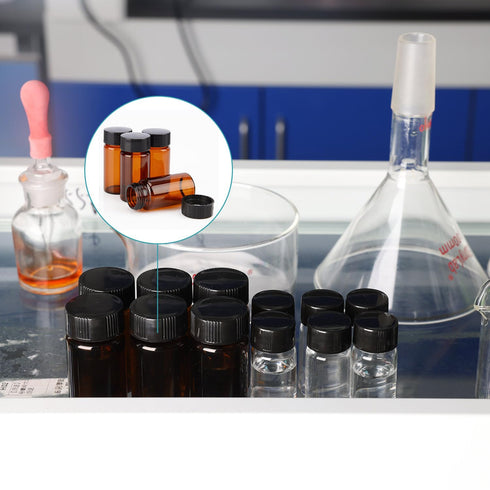 stonylab Brown Glass Sample Vials with Cap - 20 ml Screw Cap Sample Vials for Liquid Sampling, Pack of 20