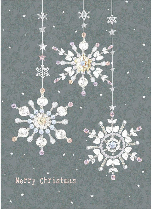 Tree-Free Greetings Holiday Greeting Cards, Gray Snowflake Happy Holidays, Vintage Brown Recycled Paper, 10-Pack