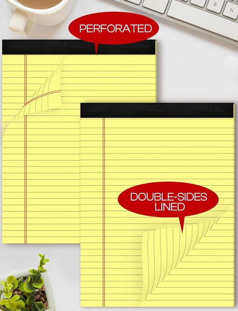 Yellow Legal Pads, 8.5 x 11 Wide Ruled Writing Pads, 6 Pads/Pack, 30 Sheets/Pad, Micro Perforated