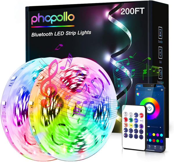 phopollo Bluetooth 24V Led Strip Lights 200ft (2 Rolls of 100ft), Color