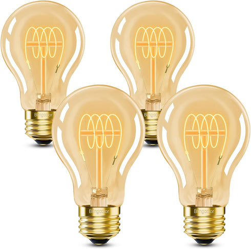 A19 Vintage LED Edison Bulbs 60 Watt, 4-PACK Dimmable E26 6W 2700K Warm White, E26 Base, 500LM (Upgrade Version).