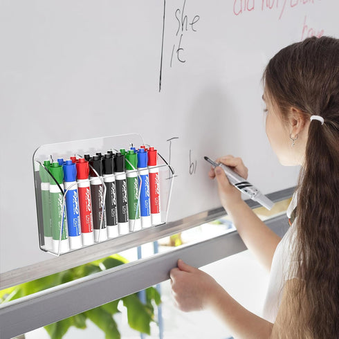 Dry Erase Marker Holder with 3 Compartments, Wall Mounted Organizer for Whiteboard and Fridge
