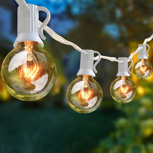 SUNSGNE 50Ft G40 Globe String Lights with 25 Clear Edison Bulbs(5 Spare),