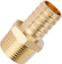 U.S. Solid Brass Hose Fitting Adapter, 3/4" Barb x 3/4" NPT Male Pipe Fittings