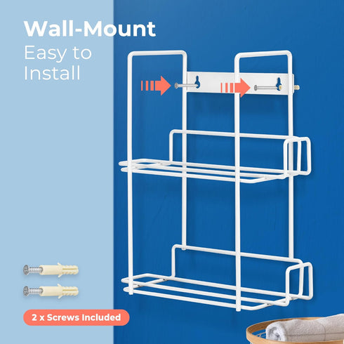 FMP Brands Wall Mount Double Glove Holder, Durable Metal Organizer for Disposable Napkin Gloves, White