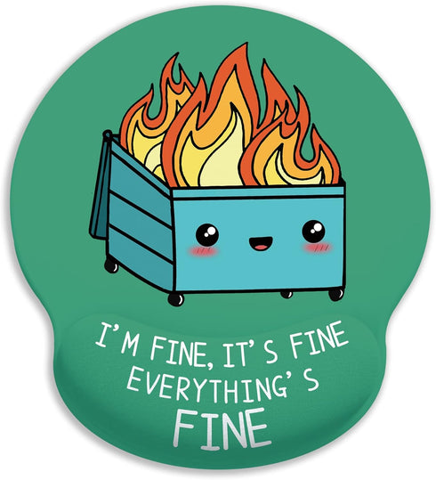 Dumpster on Fire Mouse Pad with Wrist Support, Gaming Mousepad with Non-Slip Base, Cute Desk Accessories