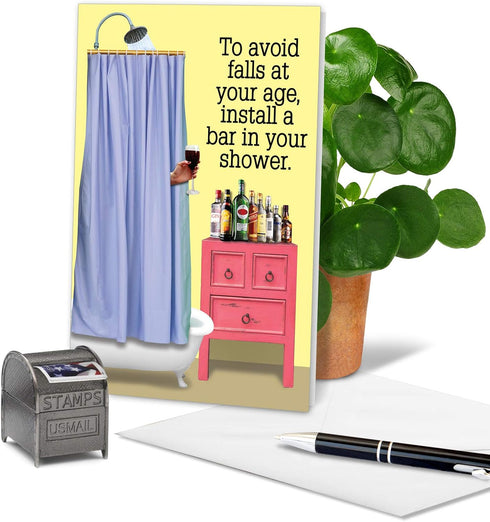 NobleWorks Funny Happy Birthday Card with Envelope, Colorful Humor Greeting Note