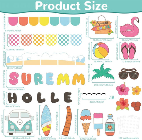 Hello Summer Bulletin Board Decoration Set Summer Theme Bulletin Board Borders Beach Paper Cutouts Summertime Bulletin Boarder for Hello Summer Tropical Theme School Classroom Decor by Naozinebi