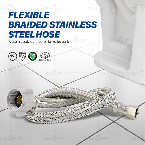 Everflow Supplies 27420-NL 20" No Lead Stainless Steel Braided Tank Supply Line w/3/8" Compression Fitting And A 7/8" Bc Plastic Nut by HIGHCRAFT