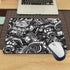 Gaming Mouse Pad with Automobile Car Parts Pattern, Monochrome Black and White Non-Slip Rubber for Computers