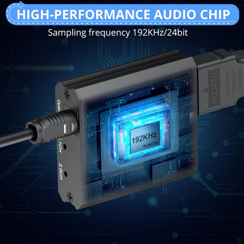 192KHz Dolby 5.1 2.0 Setup CAMWAY eARC/ARC Audio Extractor - Used with HDTV ARC/eARC Ports to Optical