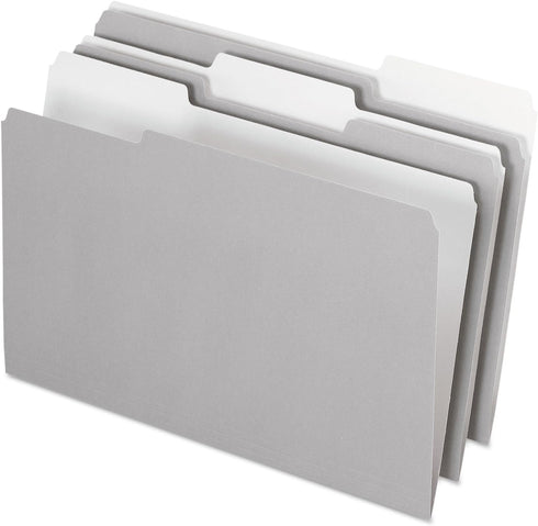 Pendaflex 435013GRA Interior File Folders, Legal, Gray, 1/3 Cut Top Tab (Box of 100)