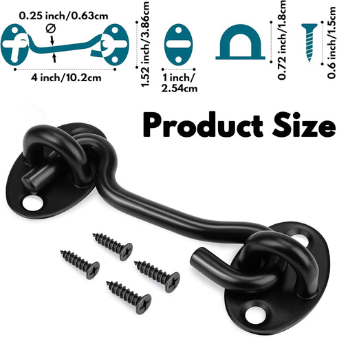 Rainspire (2 Pack) 4 Inch) Privacy Hook and Eye Latch for Barn Door, Stainless Steel Gate Latch Barn Door Lock Cabin