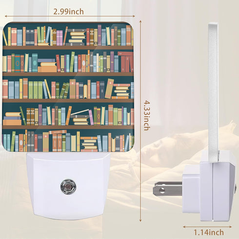 YASHILAIYA Bookshelf Library Book Night Light,Night Lights Plug into Wall LED Dusk to Dawn Light Sensors Indoor Home