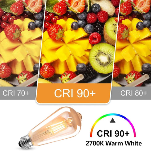 HESSION ST64 LED Edison Bulbs, 4W Equivalent 40W, Soft Light Amber Glass 2700K, LED Filament Bulbs with 90+ CRI, E26