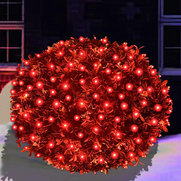 HISHINY LED Red Christmas Net Lights Outdoor,5ftx5ft 100LED Green Wire, Connectable Indoor