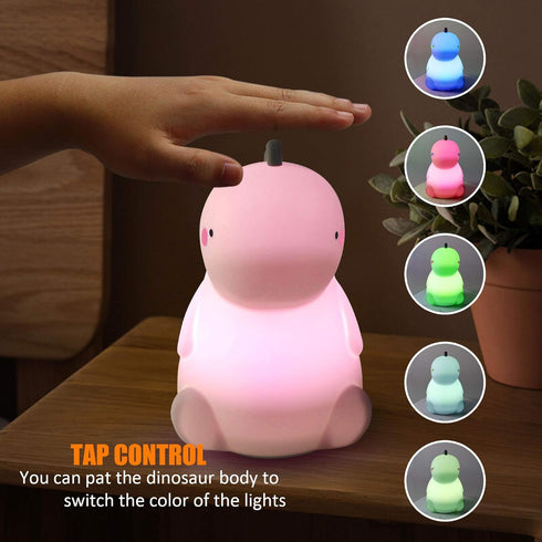 Oaroily Dinosaur Night Light for Kids, LED Nursery Lamp for Toddler's Room, Cute Color Changing Silicone Baby Night