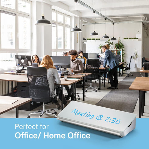 Audio-Visual Direct White Glass Dry Erase Desktop Organizer & Storage Notepad, Whiteboard