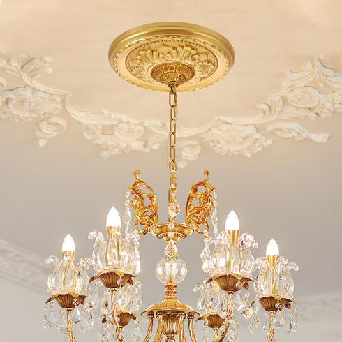 12.20 Inch Round Ceiling Medallion Pu Decorative Ceiling Plate for Home Lighting Medallions Fan Light Fixture Trim
