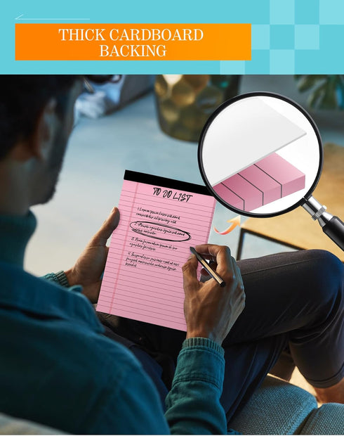 Legal Pads 5x8 Colored Note Pads - 12 Pack Small College Ruled Notepads, 30 Sheets/Pad