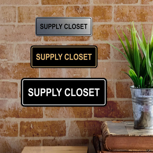 Signs ByLITA Standard Supply Closet Wall or Door Sign, Office Storage Signage (Black) - Large