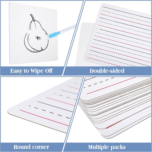Lined Dry Erase Board Classroom with Markers - 9 x 12" Double Sided Whiteboard for Student Handwriting Practice (25 Pcs)