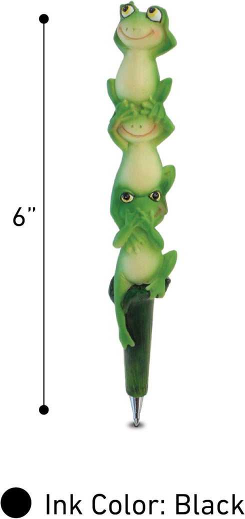 Planet Pens Three Wise Frogs Novelty Pen - Cute Fun & Unique Ballpoint Pen for Kids & Adults