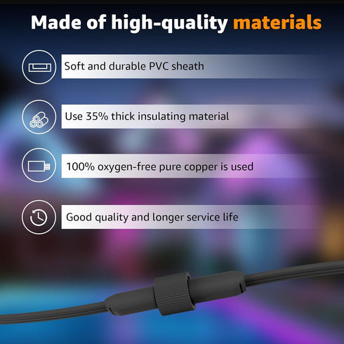 Norward IP68 H705A H705B H705C H706A H706B H706C H7067 10FT Extension Cable for Govee Permanent Outdoor Lights Pro