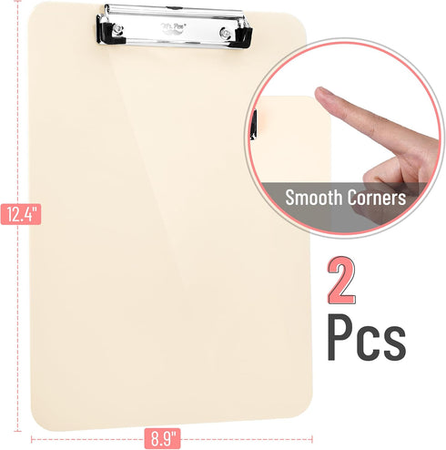Mr. Pen- Plastic Clipboard, 12.5” x 9”, 2 Pack, Ivory, Clipboards for Kids & Adults, Clipboards Plastic, Clip Board, Teacher Clipboard, Kids Clipboard, Cute Clipboard, Plastic Clipboards