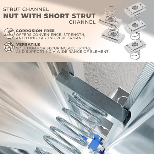 Aifukena 1/4-20 (Pack 50) Strut Channel Nuts - Spring Channel NutZinc Plated