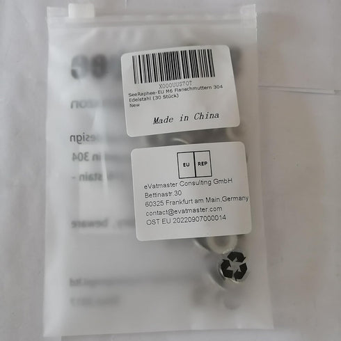 304 Stainless Steel Metric M6 Flange Nuts, 6mm Hex Nut, 30 Pack