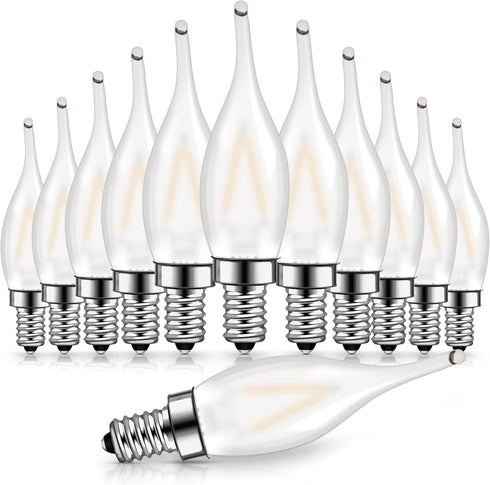 Genixgreen 12 Pack Frosted LED Candelabra Bulbs, Night Light Bulb 15 Watt Equivalent 1.5W E12 Mini Candle Bulb, 2700K