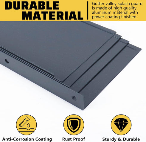 4 Pack 10 Inch Aluminum Gutter Valley Splash Guard, Grey for Valley, Corner, or Straight