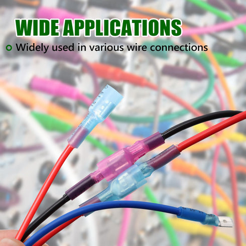 Twidec 230PCS Heat Shrink Spade Connectors Kit, 22-10 AWG, Fully Insulated Electrical Wire Crimp Connectors