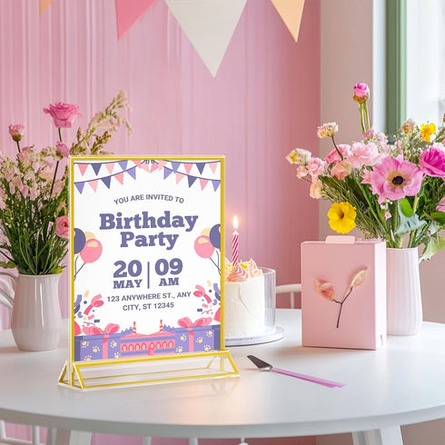 Enayplon 8.5 11, 12 Pack Acrylic Sign Holder x Double Sided Flyer Holder, Table Menu Holder Display Stand for Wedding