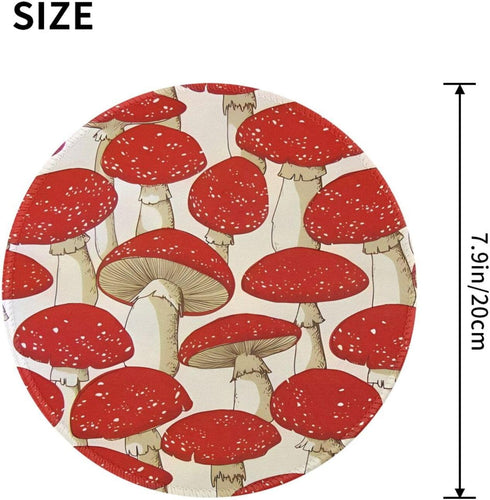 JaoXer 8-Inch Red White Mushroom Round Mouse Pad - Your Desk Companion for Office, Desktop, Laptop, Personal Computers